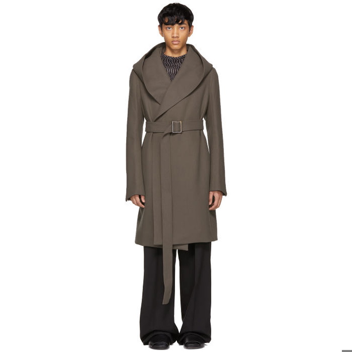 Photo: Rick Owens Grey Wool Hooded Trench Coat