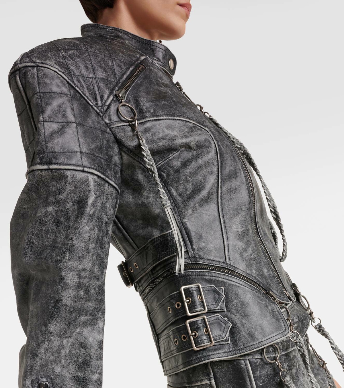 KNWLS Chain-detail leather jacket