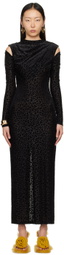 Puppets and Puppets Black Cold Shoulder Midi Dress