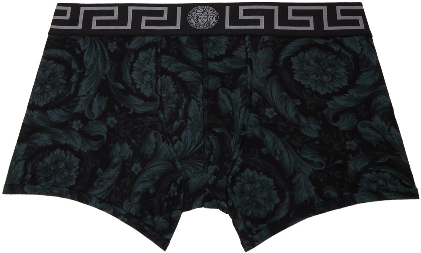 Photo: Versace Underwear Black & Gray Barocco Long Boxers