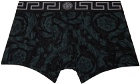 Versace Underwear Black & Gray Barocco Long Boxers