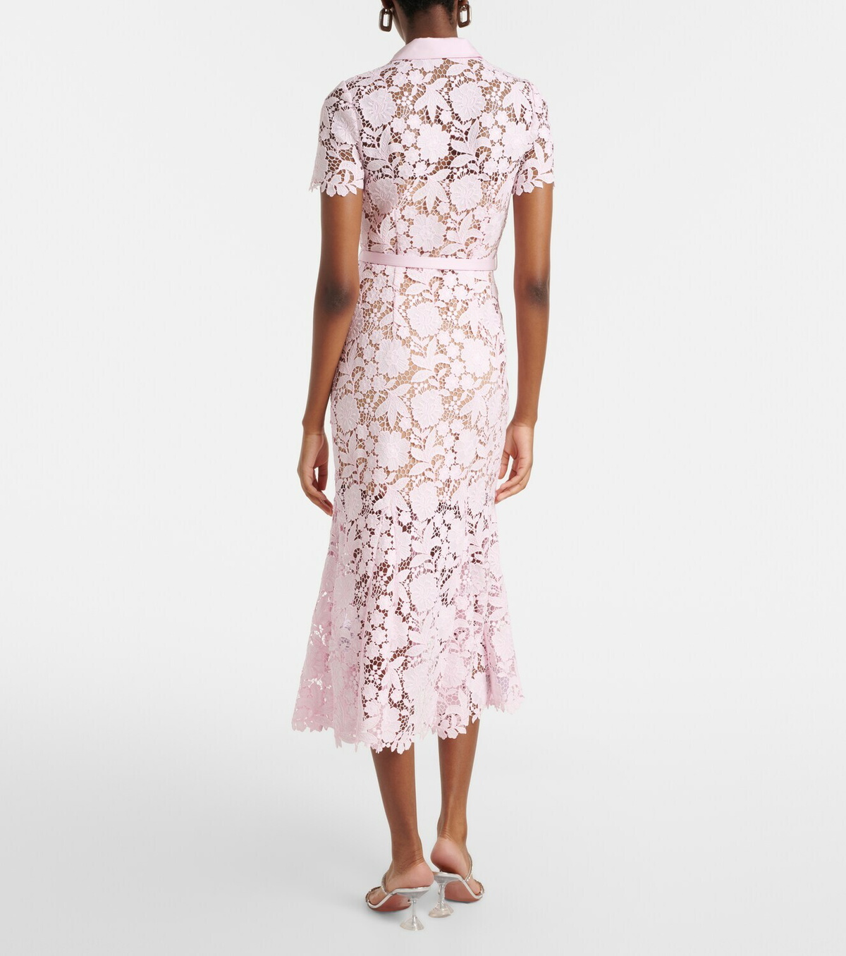 Self-Portrait Belted lace shirt dress