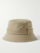 Burberry - Leather-Trimmed Cotton-Twill Bucket Hat - Neutrals