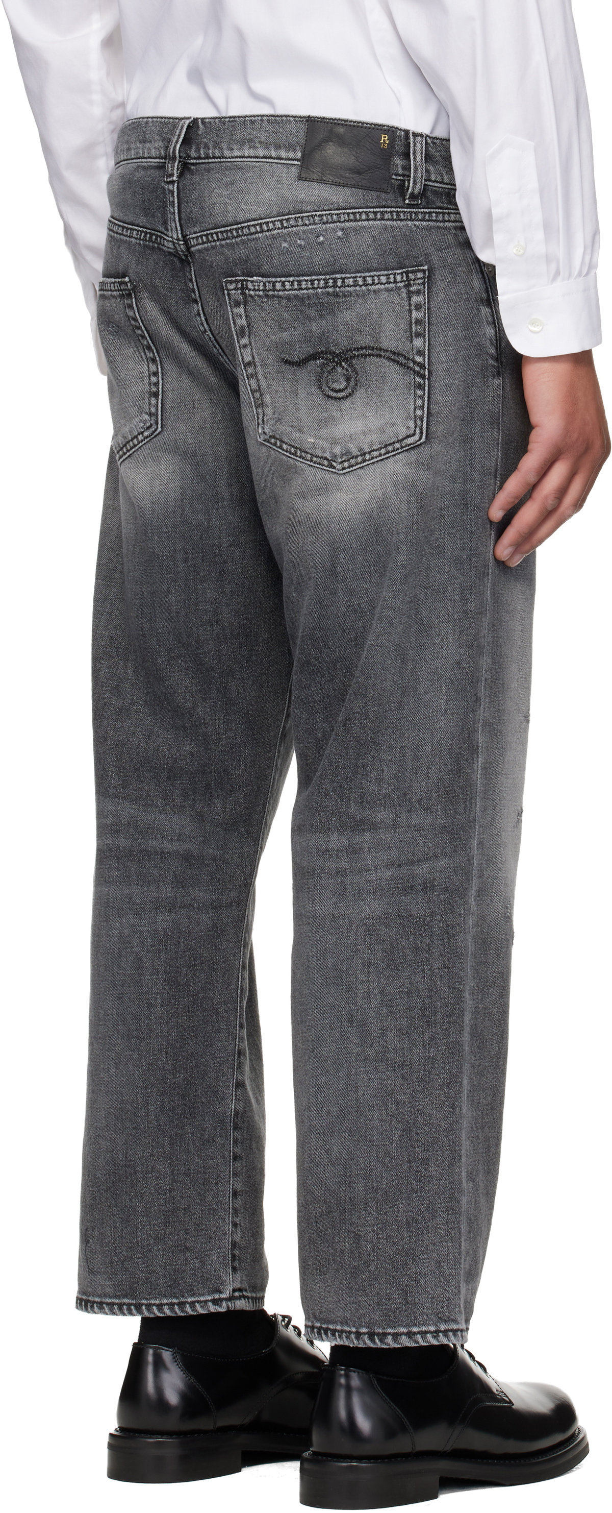 R13 Black Washed Boyfriend Jeans