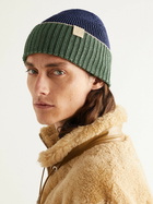 Loewe - Leather-Trimmed Ribbed Linen-Blend Beanie