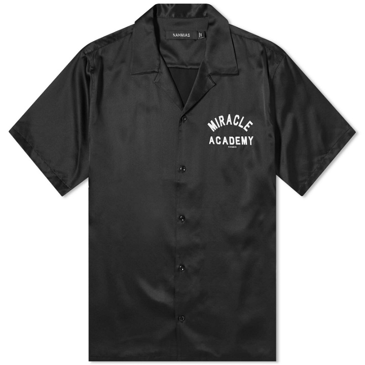 Photo: Nahmias Men's Miracle Academy Silk Vacation Shirt in Black