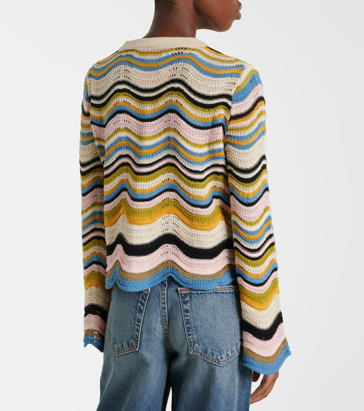 La DoubleJ Chevron crochet cotton sweater