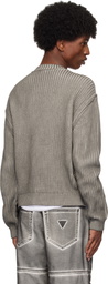 GUESS USA Gray Vintage Washed Crewneck Sweater