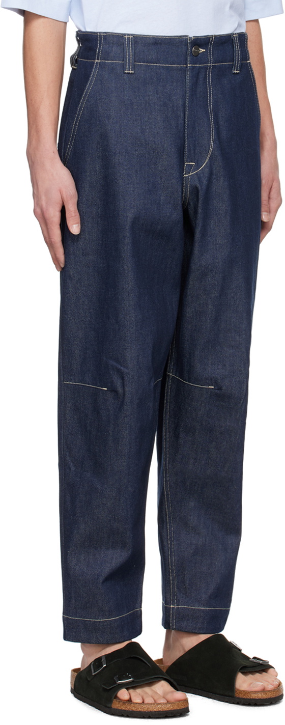 パンツ toogood THE ENGINEER TROUSER 0 Unisex Blue Organic Elasticated Denim Jeans Crop Tapered Leg Fit