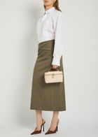 Victoria Beckham Wrap-detail Wool-blend Midi Skirt Sage