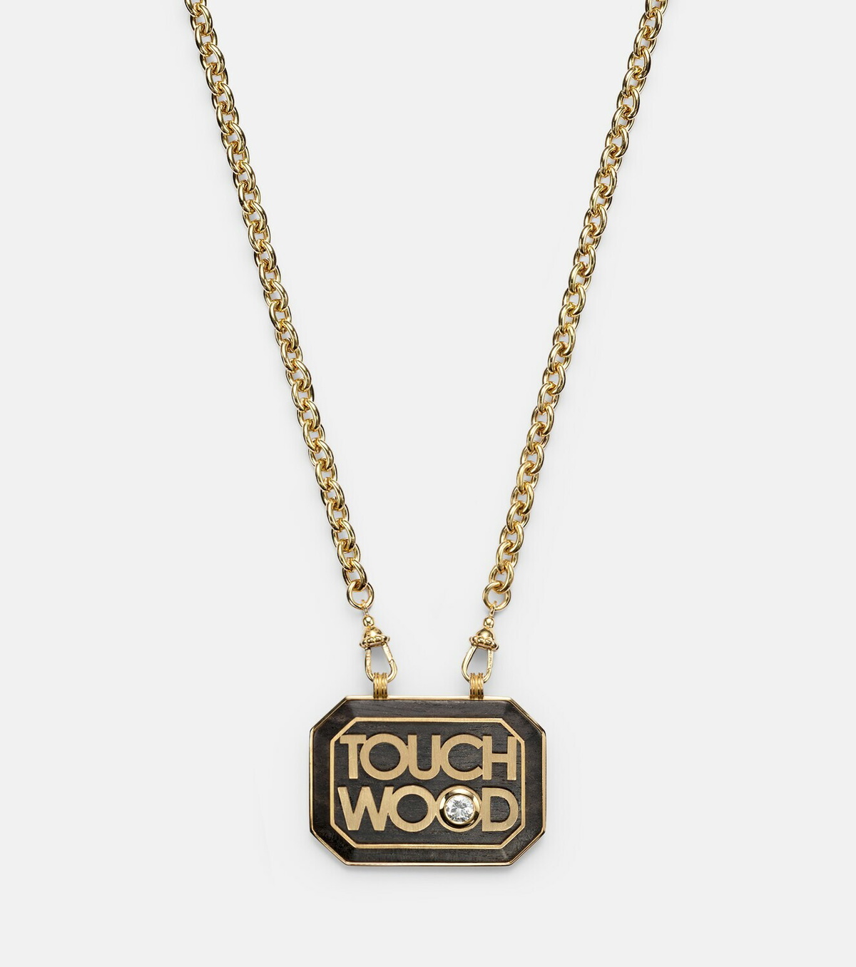 Marie Lichtenberg Scapular 18kt gold and ebony pendant necklace with diamond