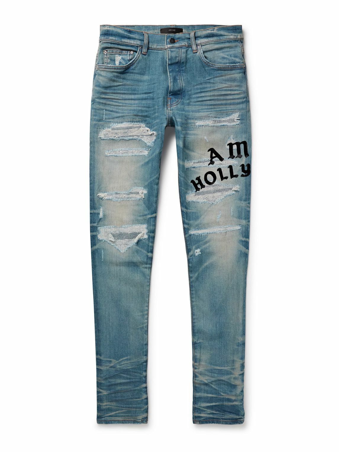 AMIRI - Skinny-Fit Waxed Stretch-Denim Cargo Jeans - Men