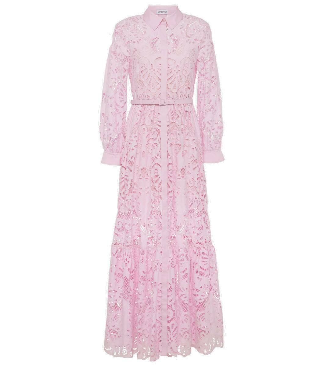 SELF-PORTRAIT ワンピース Cotton lace shirt dress955659 Self-Portrait Cotton lace shirt dress Self-Portrait