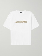 Jacquemus - Raffia-Trimmed Cotton-Jersey T-Shirt - White