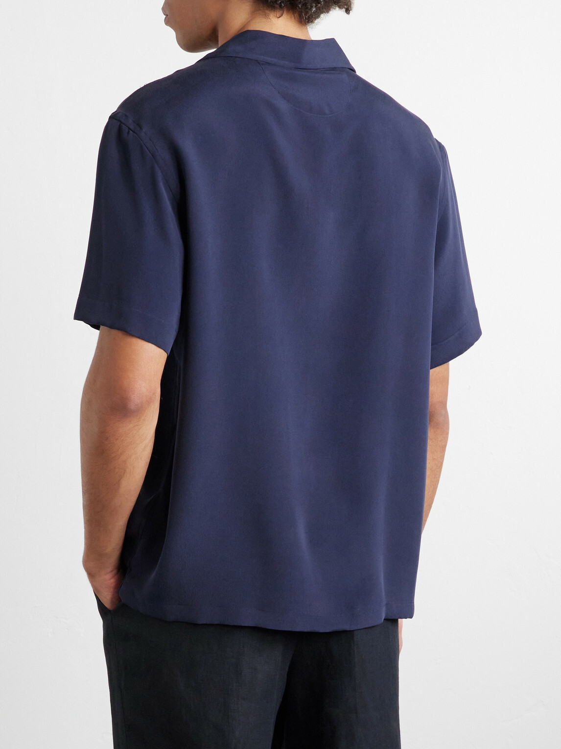 Thom Sweeney - Camp-Collar Silk Shirt - Blue