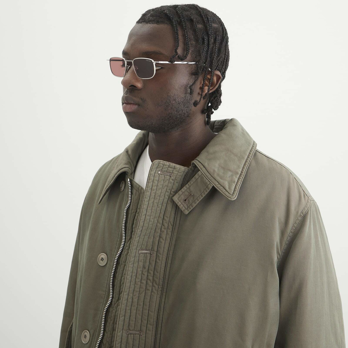 Prada Eyewear D52S Sunglasses in Silver/Bordeaux 