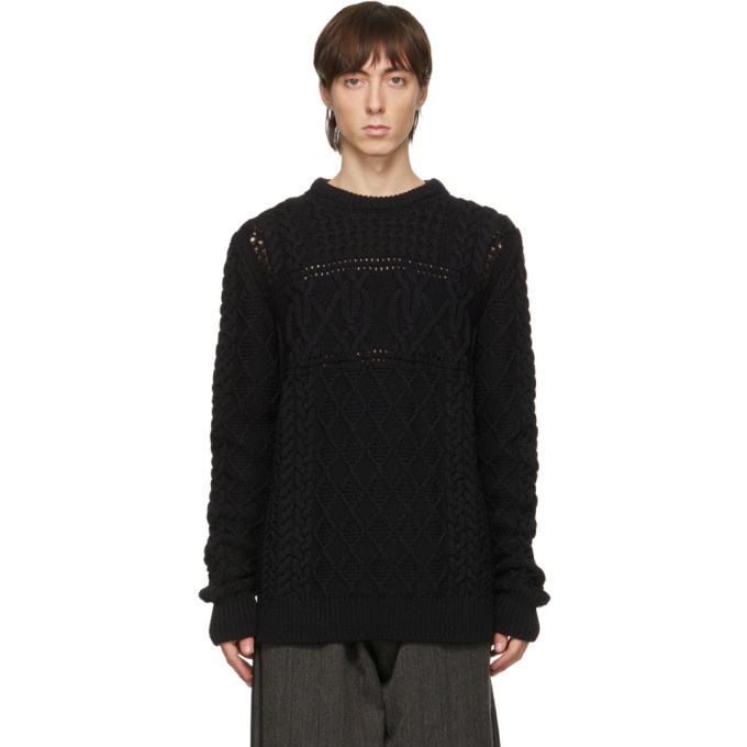 Photo: Paul Smith Black Virgin Wool Cable Knit Sweater