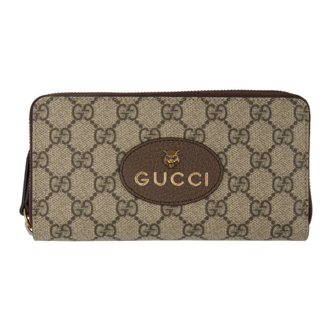 Photo: Gucci Beige GG Supreme Tiger Zip-Around Wallet