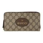 Gucci Beige GG Supreme Tiger Zip-Around Wallet