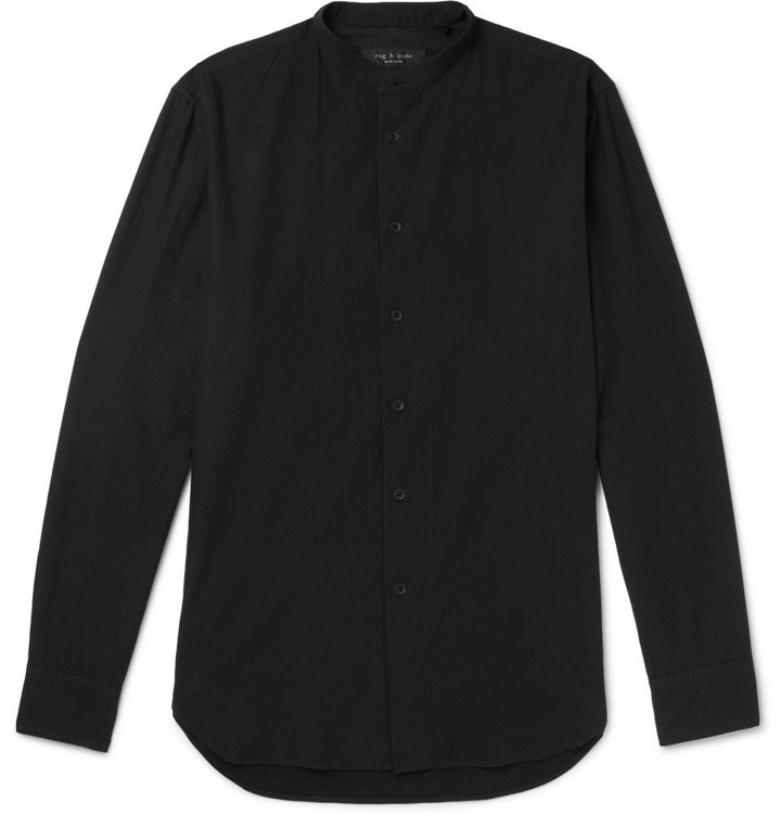 Photo: rag & bone - Mulholland Grandad-Collar Selvedge Cotton-Twill Shirt - Black