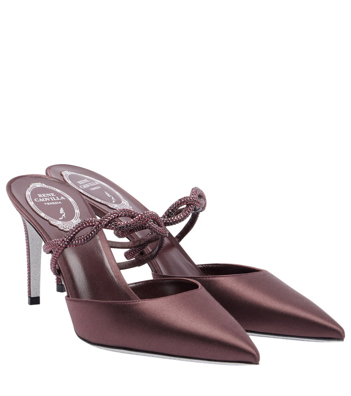 Photo: Rene Caovilla Crystal-embellished satin mules
