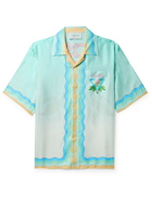 Casablanca - Convertible-Collar Printed Silk-Twill Shirt - Blue
