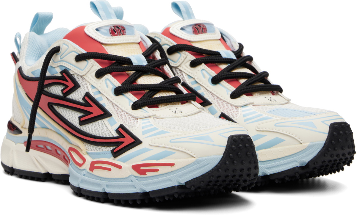 Off-White White & Blue 'Be Right Back' Mesh Sneakers
