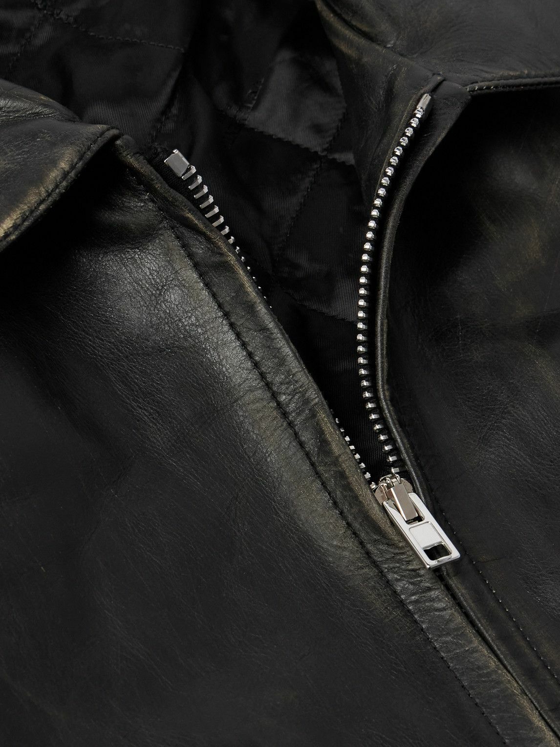 VETEMENTS - Distressed Leather Jacket - Black