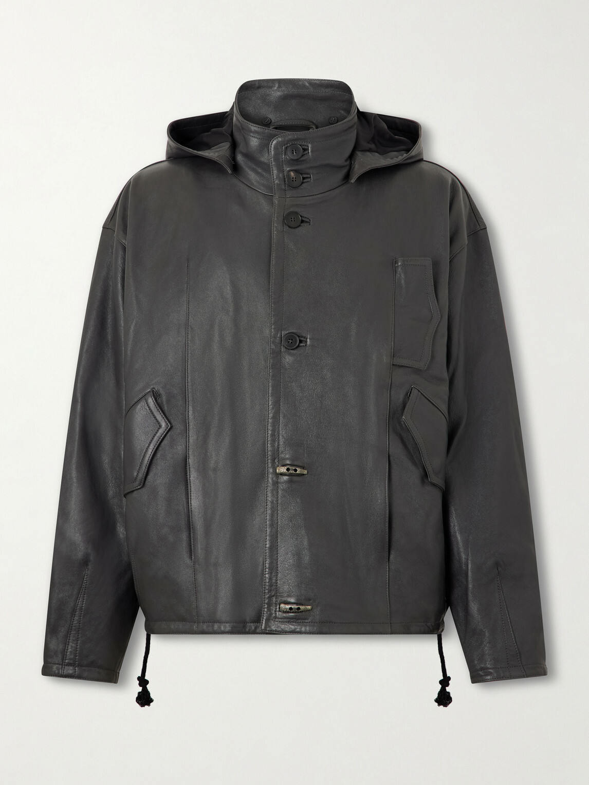 Enfants Riches Déprimés - Malcom Leather Hooded Jacket - Black