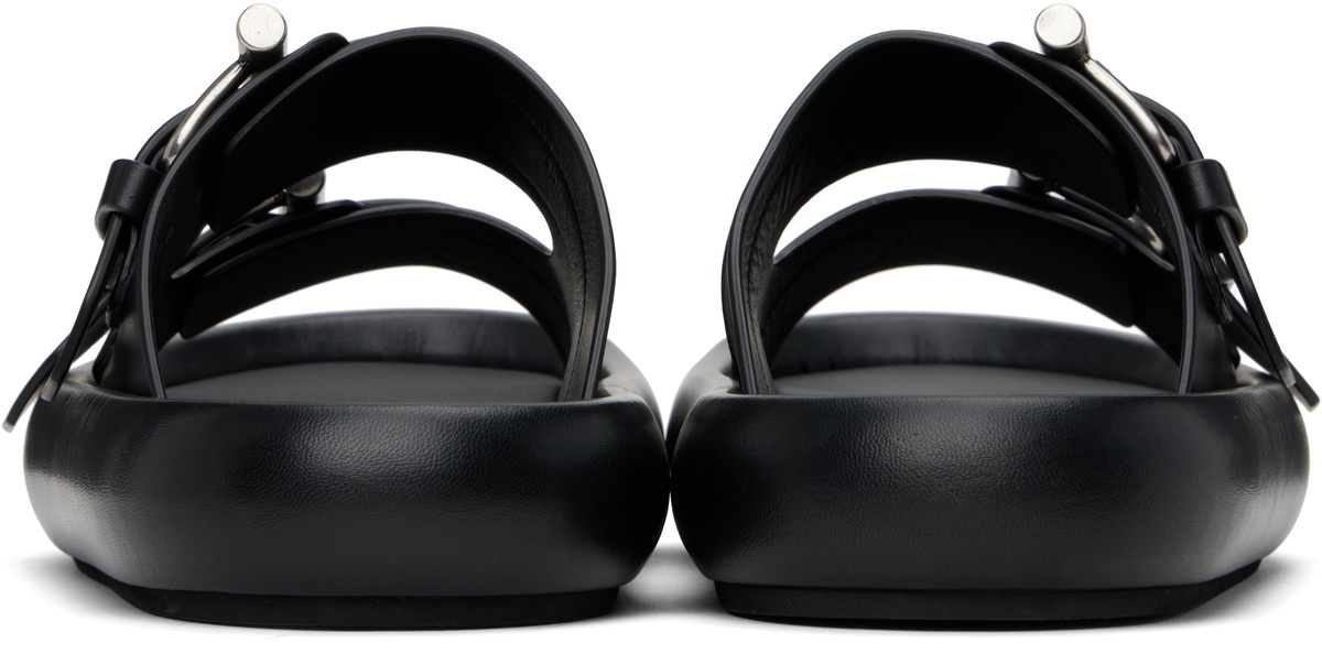 McQueen Black T-Bar Buckle Sandals