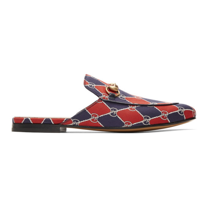 Photo: Gucci Navy and Red Kings GG Slippers