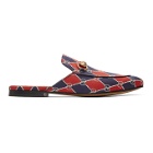 Gucci Navy and Red Kings GG Slippers