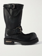 Balenciaga - Venom Logo-Debossed Distressed Leather Boots - Black