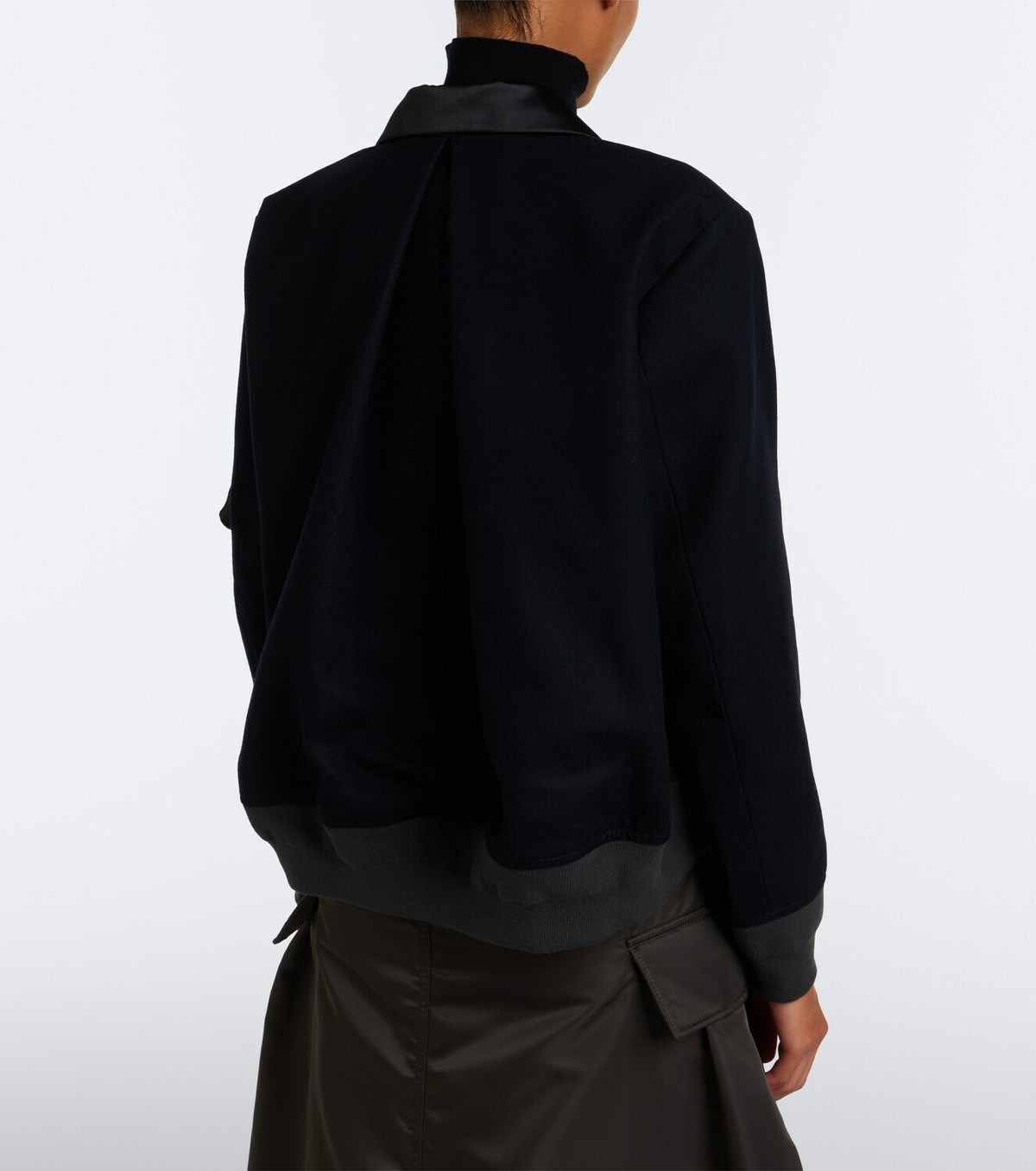 Sacai Paneled wool flannel and twill jacket