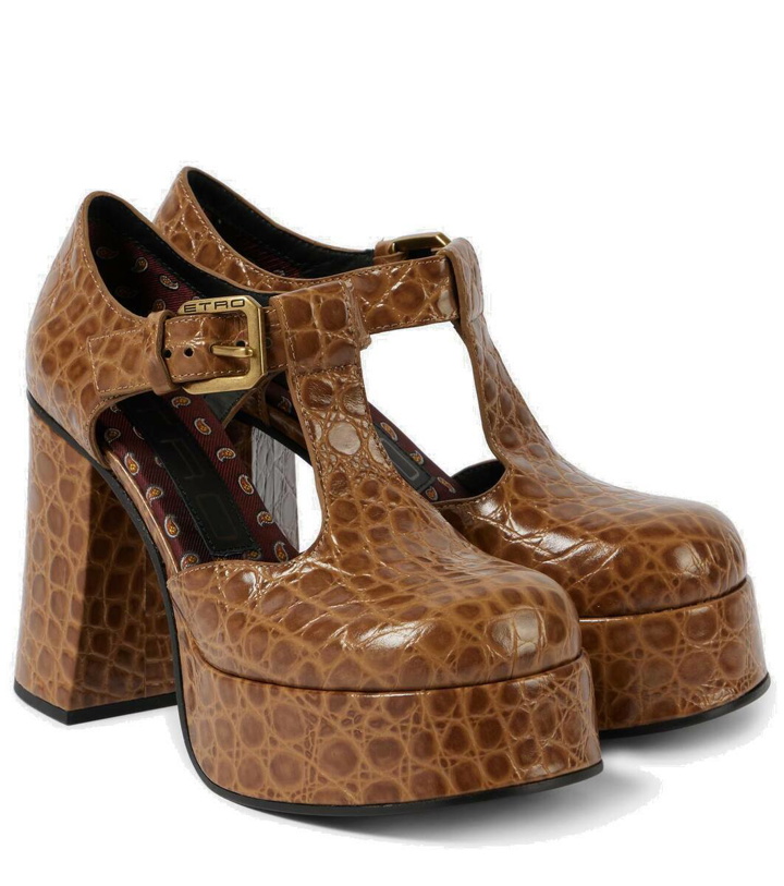 Photo: Etro Croc-effect leather Mary Jane pumps