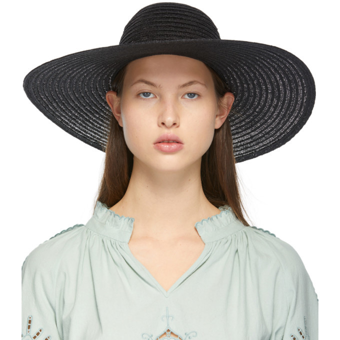 Maison Michel Black Hemp Blanche Hat Maison Michel