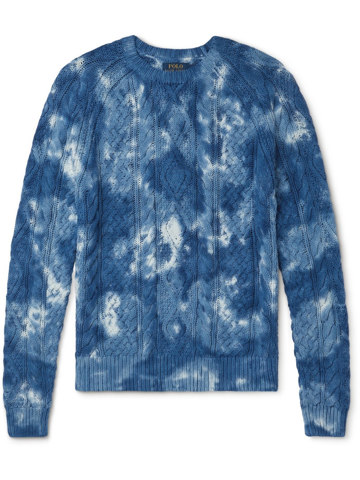 POLO RALPH LAUREN - Tie-Dyed Cable-Knit Cotton Sweater - Blue Polo