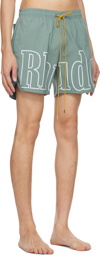 Rhude Green Printed Swim Shorts