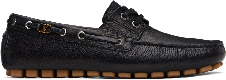 Photo: Valentino Garavani Black Driver Fastaway Buffalo Loafers