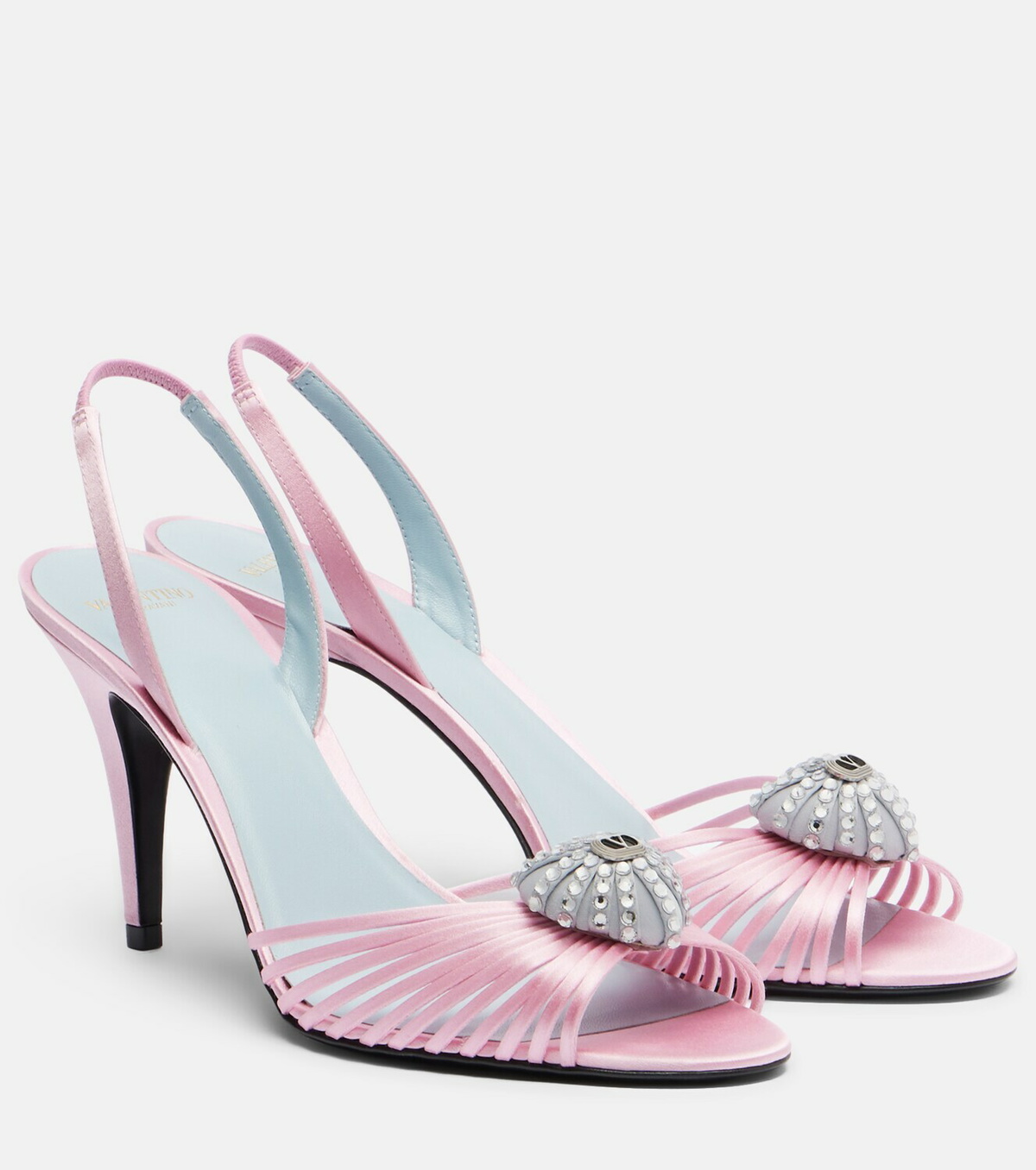 Valentino Garavani Cœur Royal satin slingback sandals