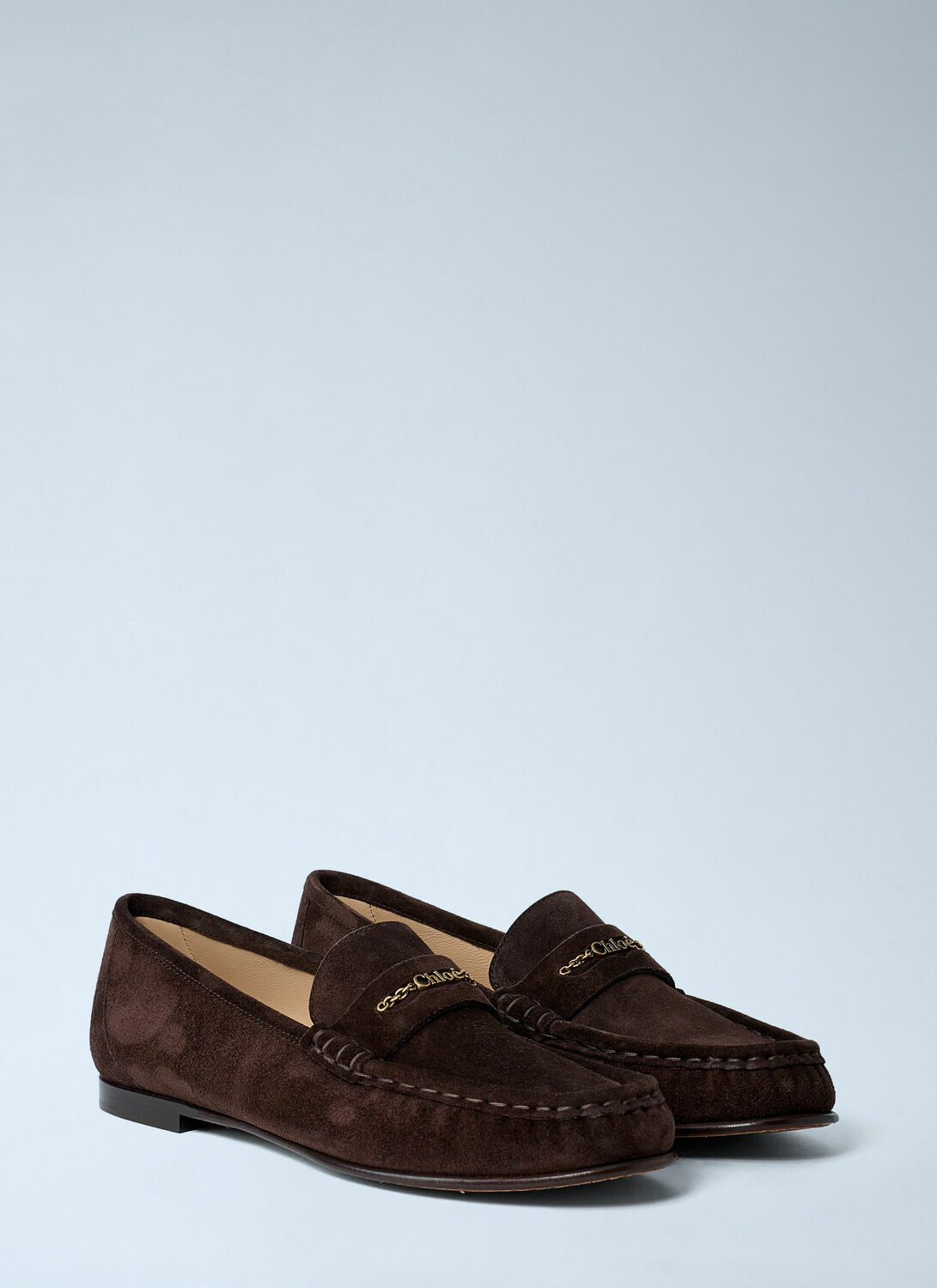 Chloé Suede Logo Motif Loafers