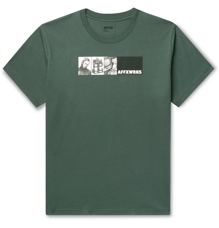 Photo: AFFIX - Printed Cotton-Jersey T-Shirt - Gray