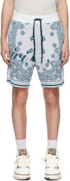 AMIRI White & Blue Bandana Shorts