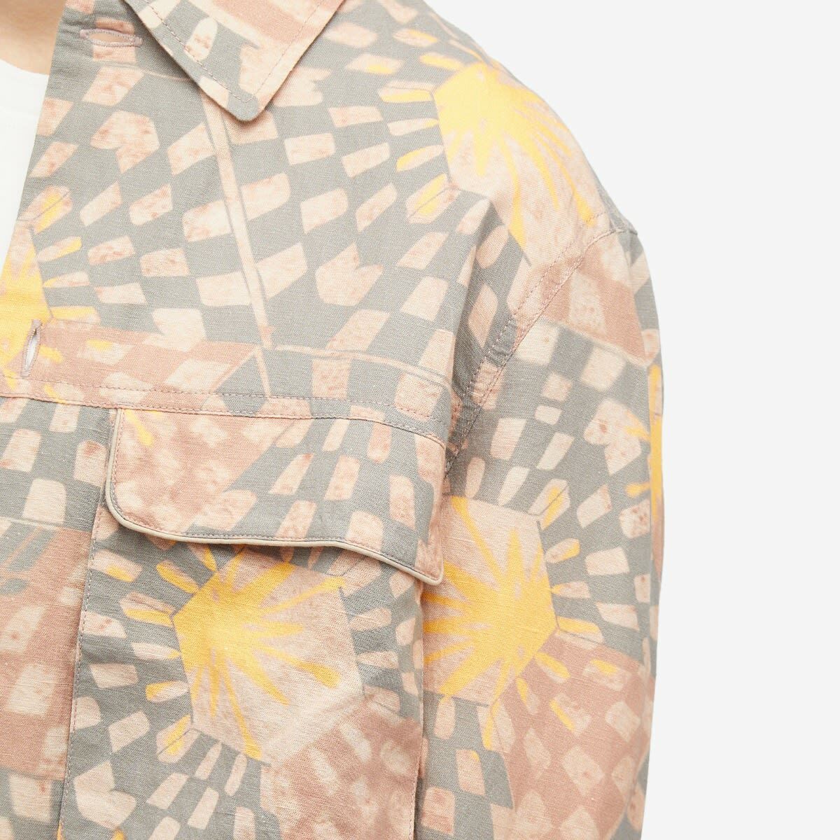 Magic Castles Men's Pocket Overshirt in Warped Lester Print