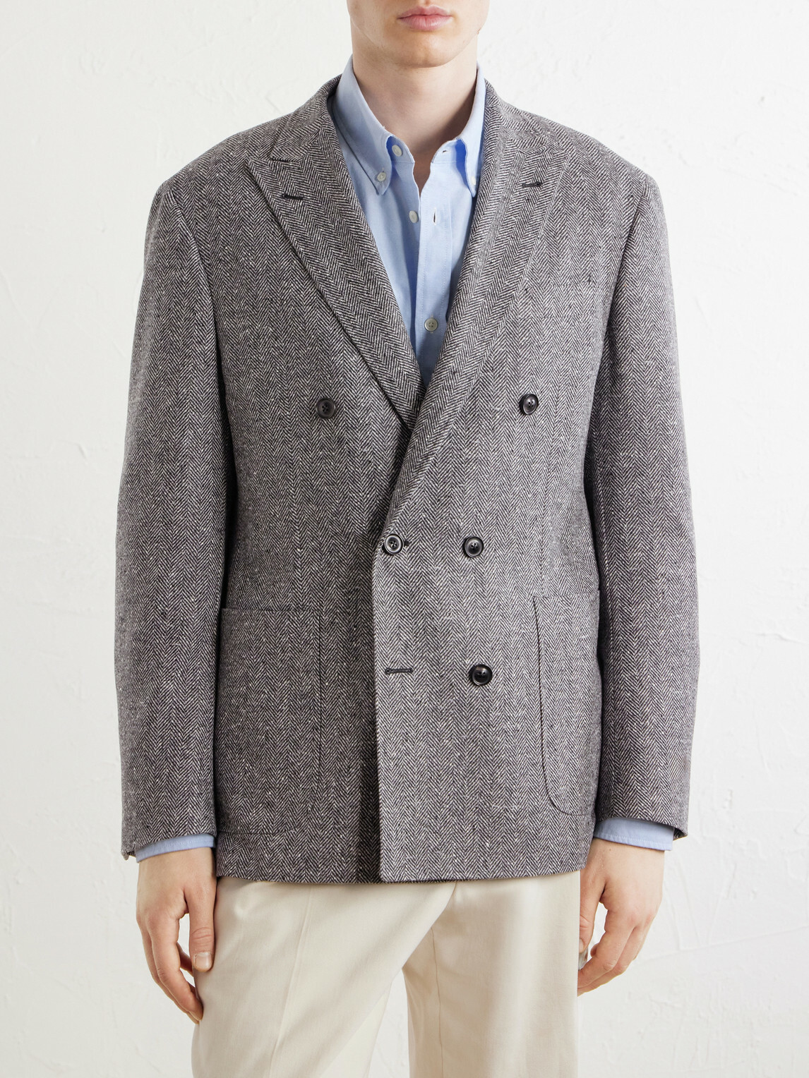 Canali - Kei Herringbone Wool and Cashmere-Blend Suit Jacket - Black