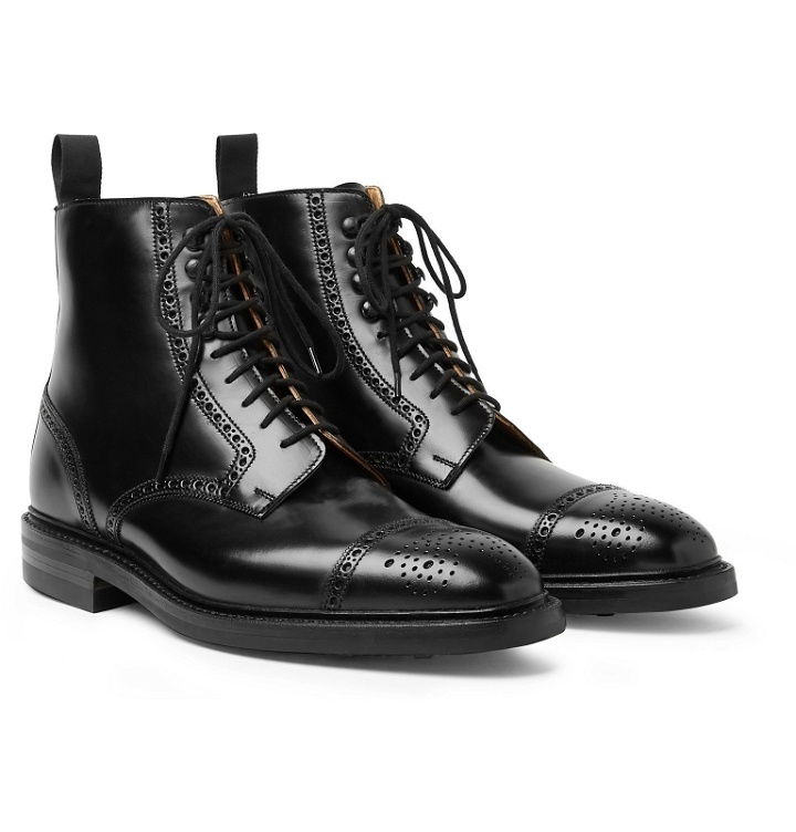 Photo: George Cleverley - Toby Polished-Leather Brogue Boots - Black