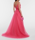 Costarellos Cassandra caped tulle gown