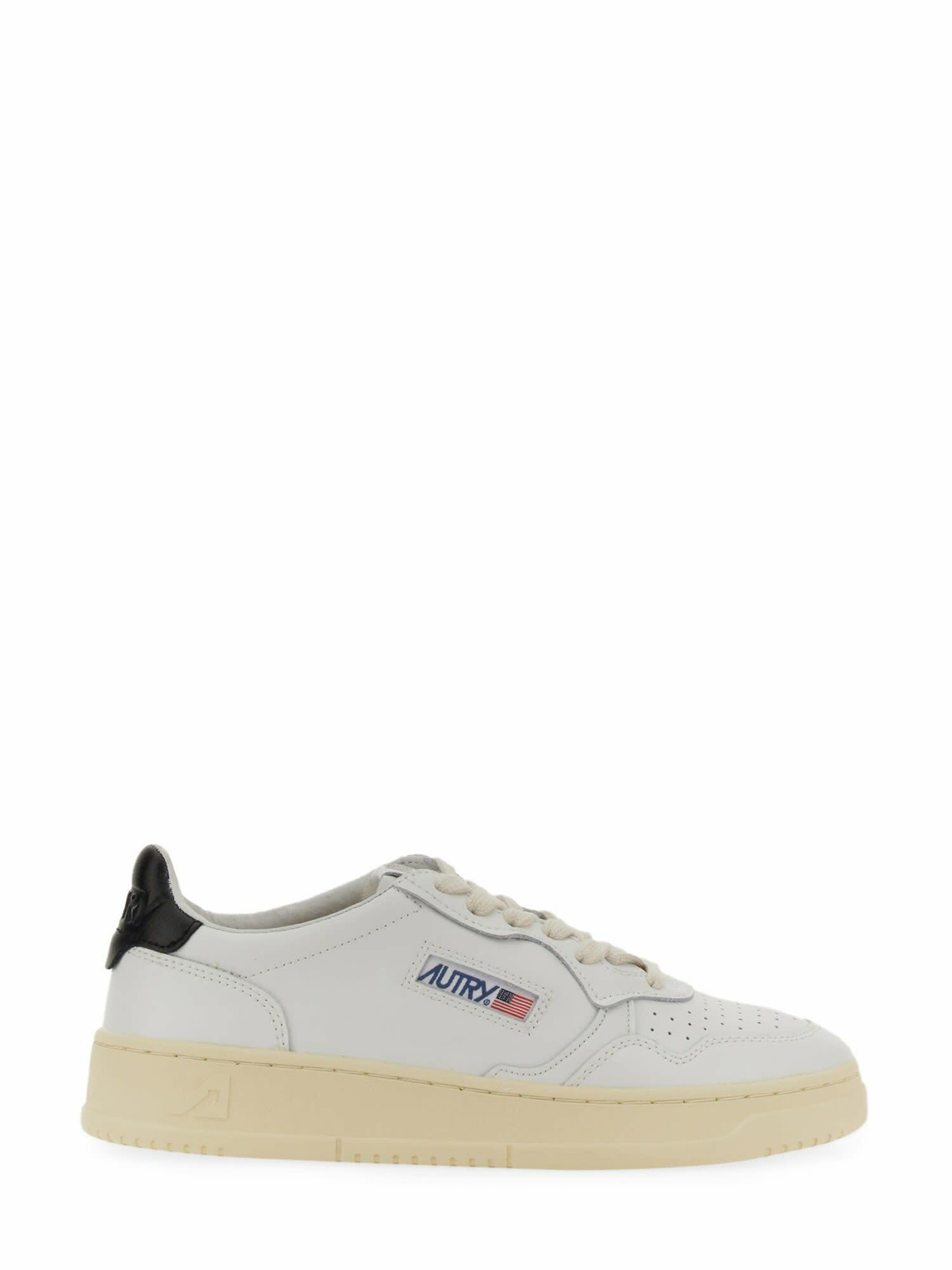 Autry Medalist Low Sneakers In White And Black Leather Autry