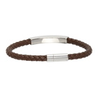 Boss Brown Leather Braided Benn Bracelet