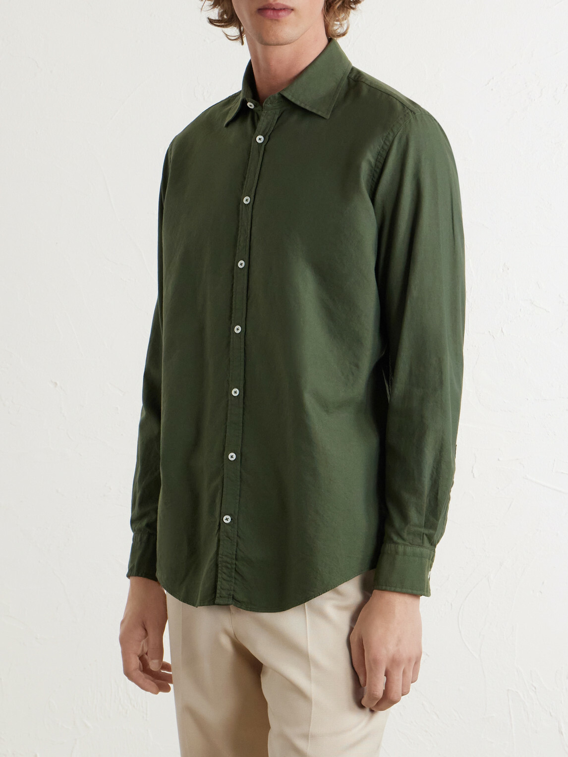 Massimo Alba - Genova Cotton-Chambray Shirt - Green